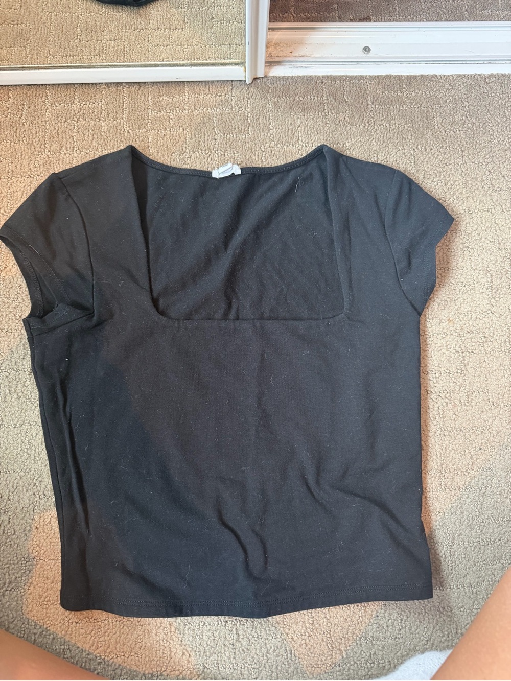 Garage Black Square-Neck Cap Sleeve Top